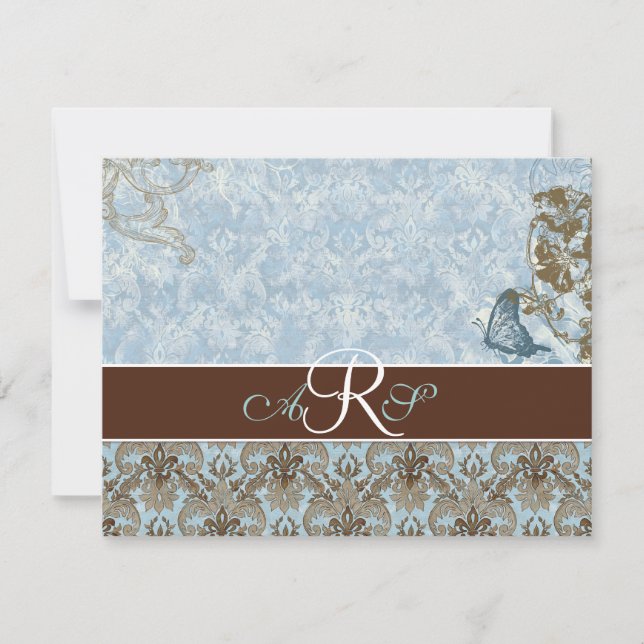 Fleur di Lys Damask vs 2 - Placa de resposta RSVP (Frente)