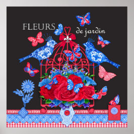 Fleur Porcelain Birdcage Poster