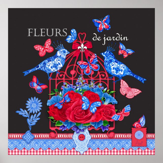 Fleur Porcelain Birdcage Poster (Frente)