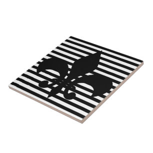 Fleurs-de-lis Fundo em preto-e-branco com riscas b