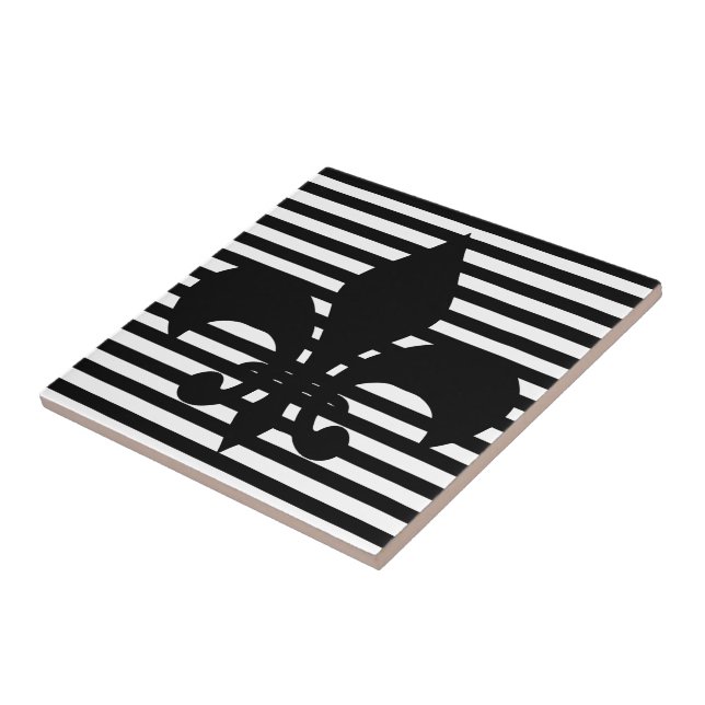 Fleurs-de-lis Fundo em preto-e-branco com riscas b (Lateral)