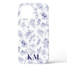 Fleurs de Saison Francesas Personalizadas Azul Bra