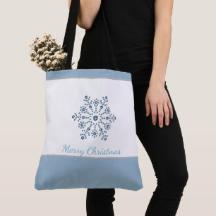 Floco de neve azul de Tote Feriado Feliz Natal