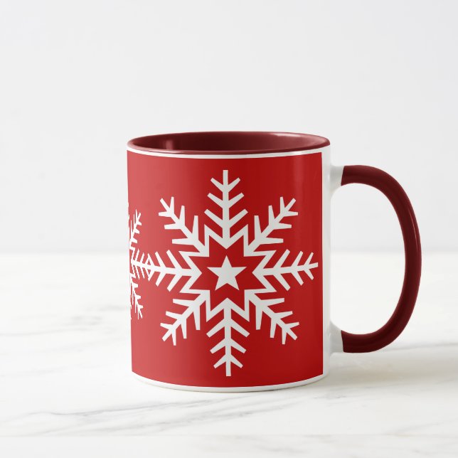 Floco de neve branco gigante na caneca vermelha (Direita)