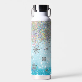 Floco de neve brilhante azul-inverno