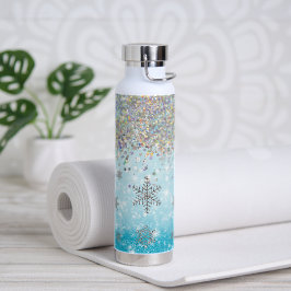 Floco de neve brilhante azul-inverno