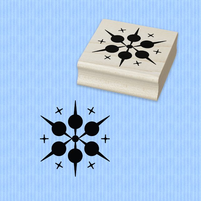 Floco de neve Círculos Geométricos Carimbo de Made (Snowflake Geometric Circles Design Wood Art Stamp.)