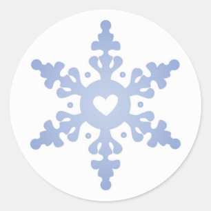 Floco de neve com etiqueta do centro do coração
