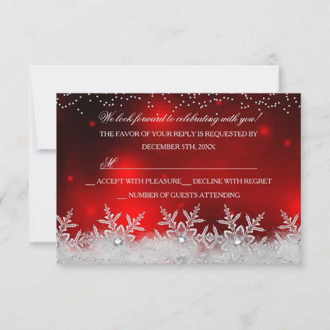 Floco de Neve de Cristal Vermelho RSVP da Festa de (Frente)