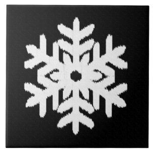 Floco de neve de Ikat - preto e branco