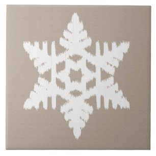 Floco de neve de Ikat - tan e branco do Taupe