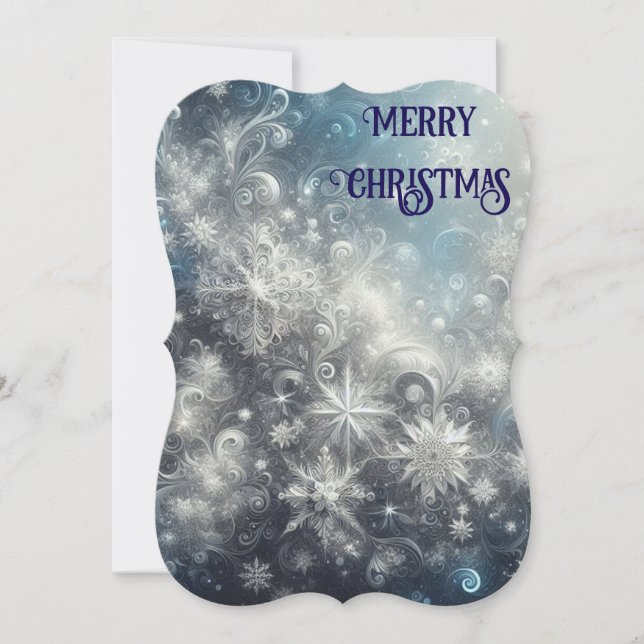 Floco de neve de prata e azul Inverno (Frente)