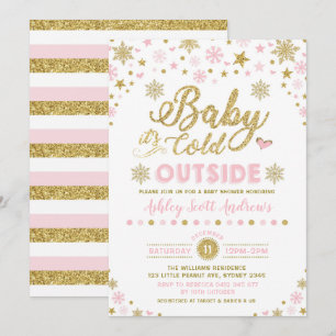 Floco de neve do ouro do rosa do convite do chá d