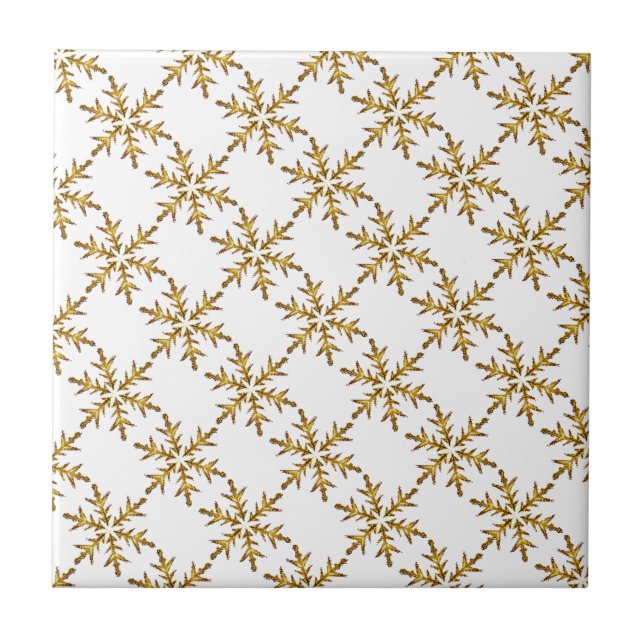 Floco de neve Dourado e Azulejo branco (Frente)