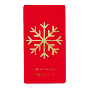 Floco de neve dourado, Etiqueta Feliz Natal