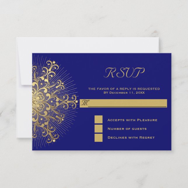 Floco de neve Dourado na resposta RSVP de casament (Frente)