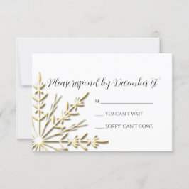 Floco de neve Dourado no RSVP de Casamento no inve