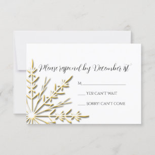 Floco de neve Dourado no RSVP de Casamento no inve
