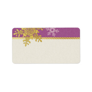 Floco de neve Dourado roxo que Wedding etiquetas