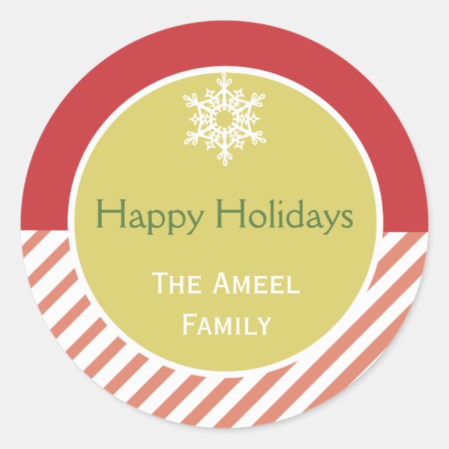 Floco de neve e Strike | Adesivos de férias vermel (Frente)