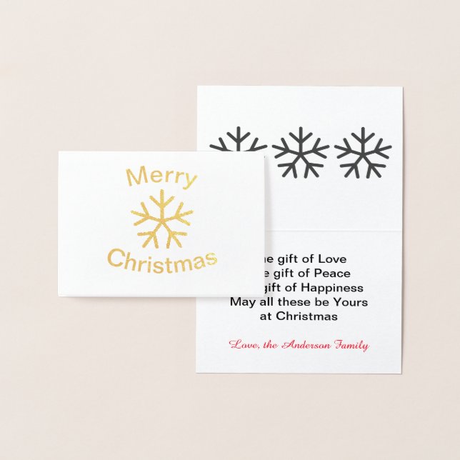 Floco de neve Feliz de Natal - Cartão Dobrado 3x5 (Exibição)