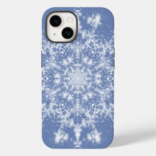 Floco de neve Fractal abstrato Lacy em Fundo Azul