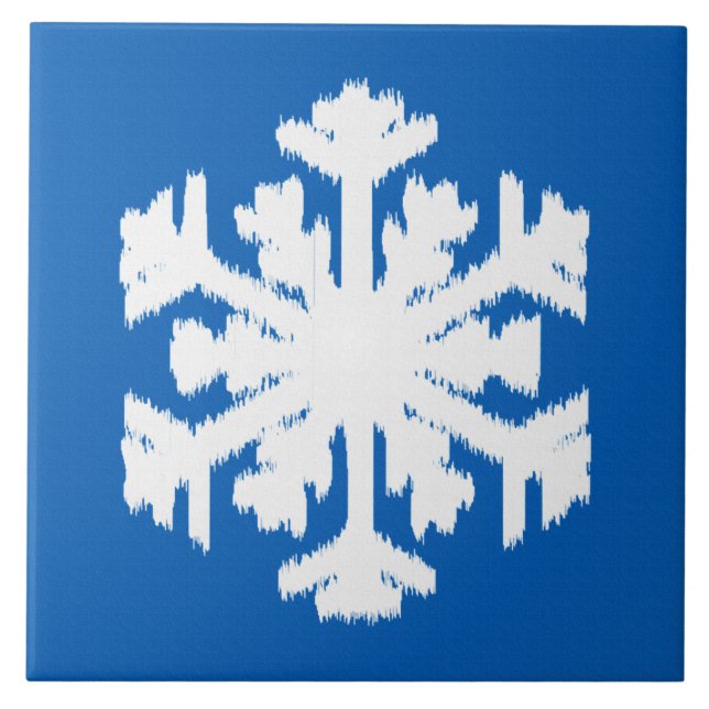 Floco de neve Ikat - Azul de cobalto e branco (Frente)