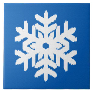 Floco de neve Ikat - Azul de cobalto e branco