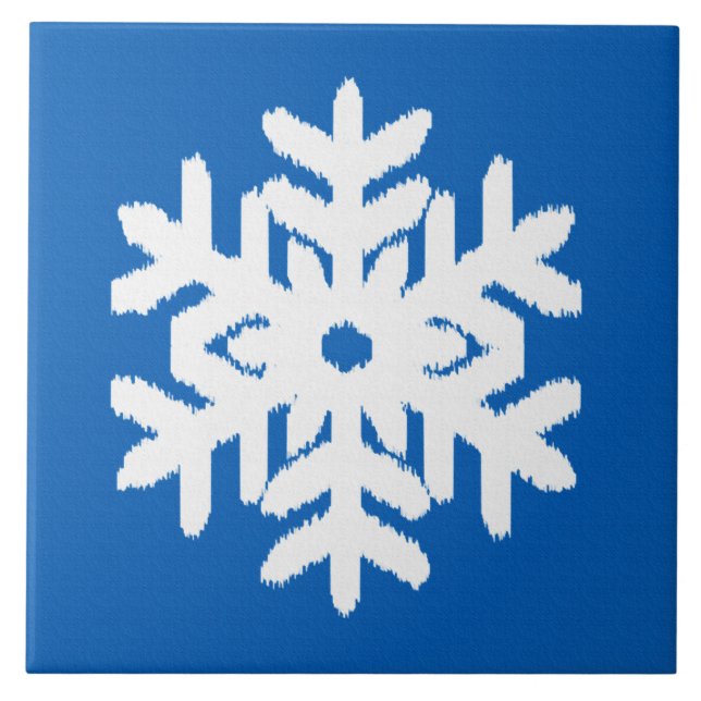 Floco de neve Ikat - Azul de cobalto e branco (Frente)