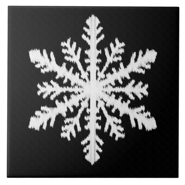 Floco de Neve Ikat - Preto e branco (Frente)