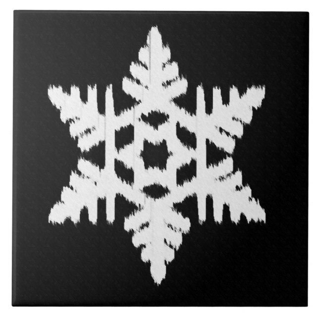Floco de neve Ikat - Preto e branco (Frente)