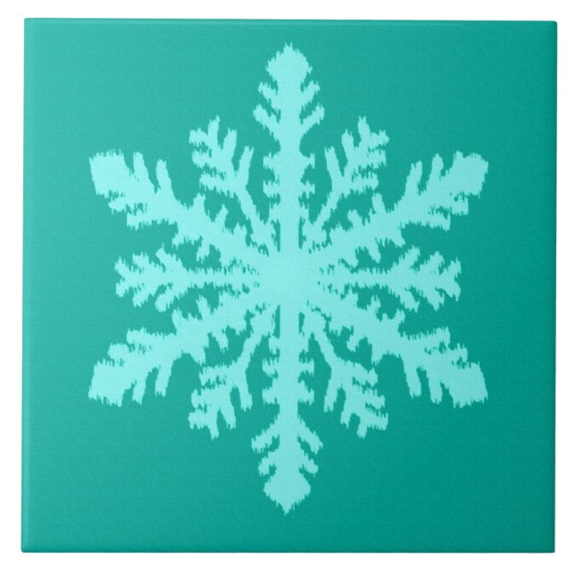 Floco de Neve Ikat - Turquesa e aqua (Frente)