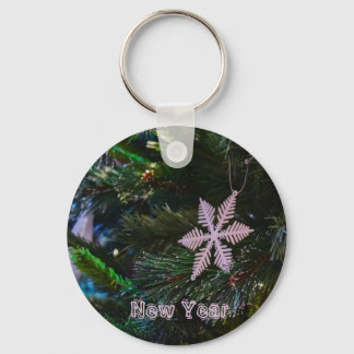 Floco de neve rosa na chaveiro de Natal