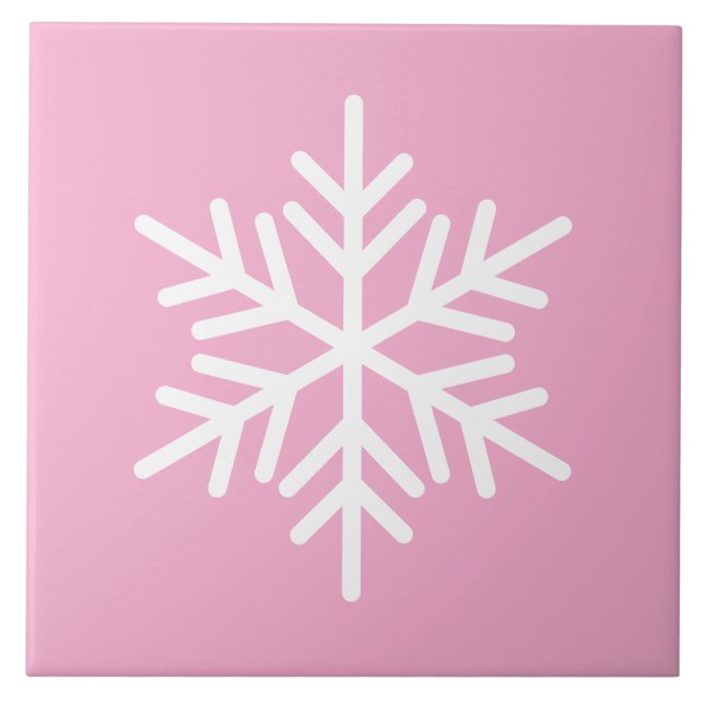Floco Nórdico Branco Festivo Floco De Neve Em Rosa (Frente)