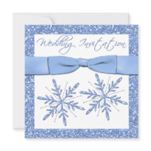 Flocos de neve azuis no Convite de casamento quadr