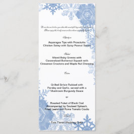 Flocos de neve azuis no Menu Casamento Branco