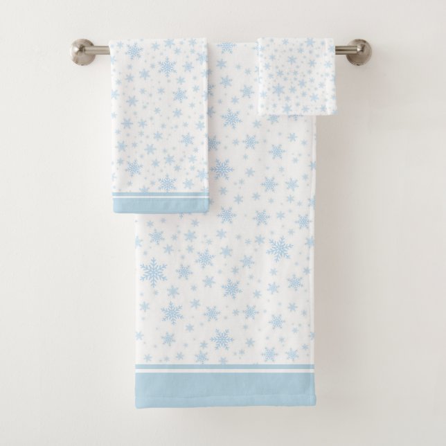 Flocos de Neve Azul Claro em Conjunto de Toalhas d (Insitu)