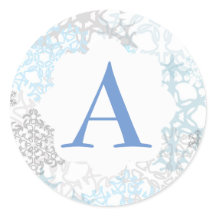 Flocos de neve brancos/azuis - Adesivo em círculo