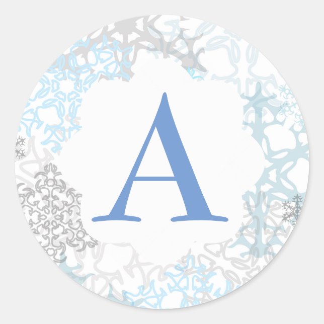Flocos de neve brancos/azuis - Adesivo em círculo (Frente)