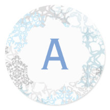 Flocos de neve brancos/azuis - Adesivo em círculo