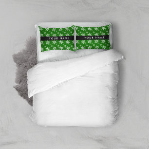 Flocos de neve brancos, verdes, seu nome, personal