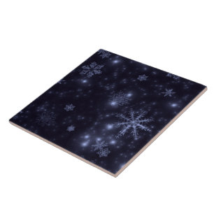 Flocos de neve com fundo azul de meia-noite
