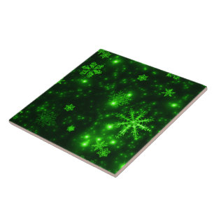 Flocos de neve com fundo verde