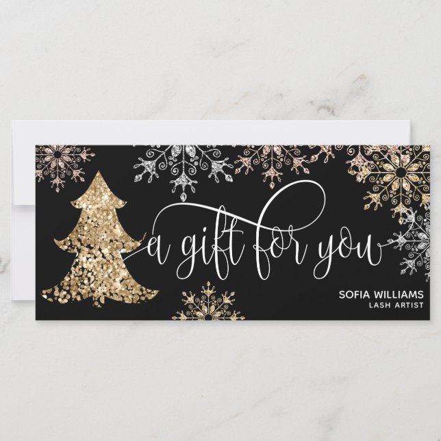 Flocos de neve de árvore de Natal moderno brilhant (Frente)