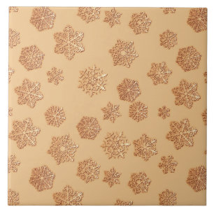 Flocos de neve de cobre 3 d sobre fundo de cobre