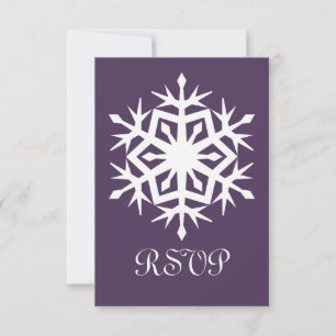 Flocos de neve de inverno com placa RSVP roxa