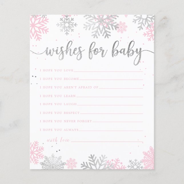 Flocos De Neve De Inverno Rosa E Prata Desejam Beb (Frente)