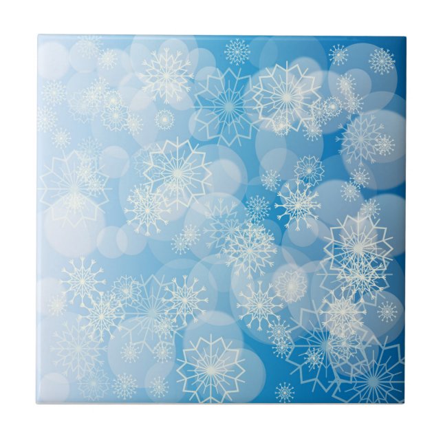 Flocos de neve de Natal em um fundo azul (Frente)