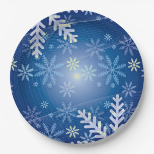 Flocos de Neve de Natal - Prato de Papel de Fundo