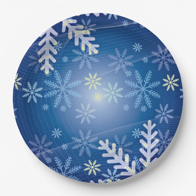 Flocos de Neve de Natal - Prato de Papel de Fundo  (Frente)